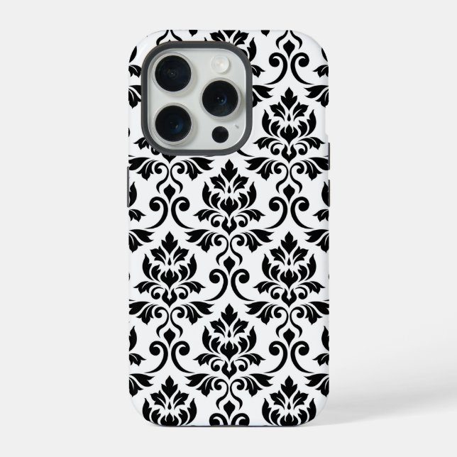 Feuille Damask Lg Patterno Preto em Branco (Verso)