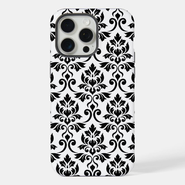 Feuille Damask Lg Patterno Preto em Branco (Verso)