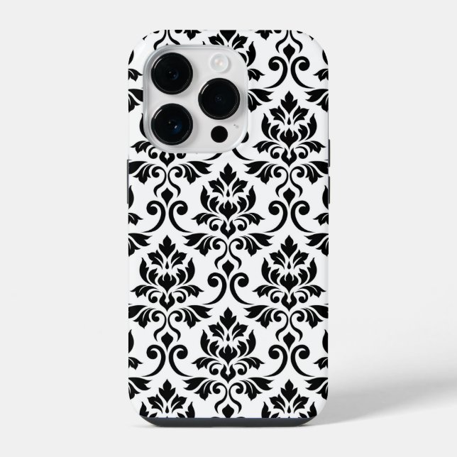 Feuille Damask Lg Patterno Preto em Branco (Verso)