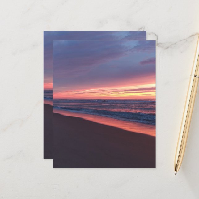 Feuille de papier Coucher de soleil rose & bleu (Frente/Verso In Situ)