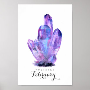 Fevereiro Birthstone - poster Amethyst da aguarela