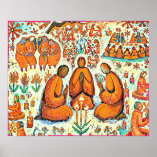 Fevereiro Novo Folk Art Winter Love Reyer Poster