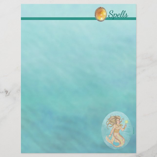Fia Mermaid Sea Queen Fantasy Spell Page (Frente)