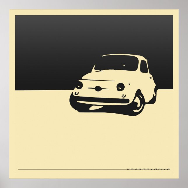 Fiat 500, 1959 - Black em carvão na poster de crem (Frente)