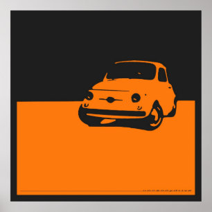 Fiat 500, 1959 - laranja no poster preto