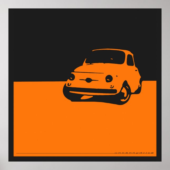 Fiat 500, 1959 - Orange on black poster (Frente)