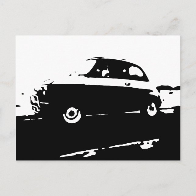 Fiat 500 clássico - Cartão postal de imagem preto (Frente)