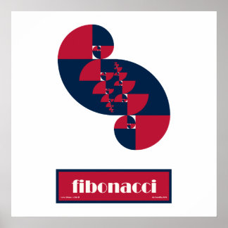 Fibonacci Red White e Blue II Grande Poster