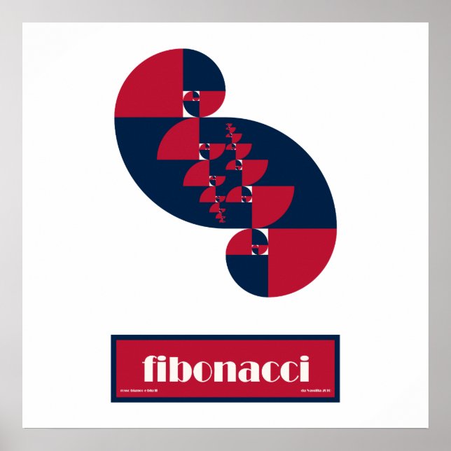 Fibonacci Red White e Blue II Large Poster (Frente)