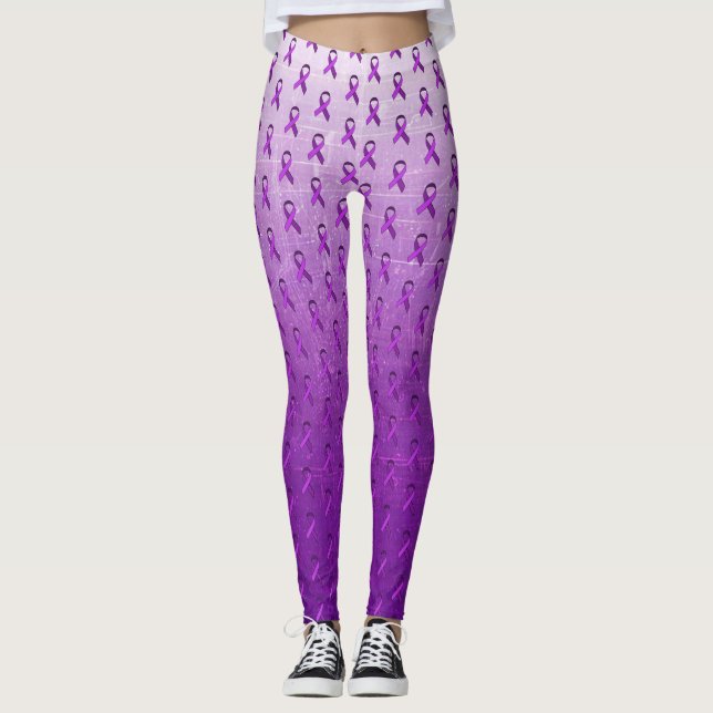 Fibromialgia Roxa Sensibilização Fitas Leggings (Frente)