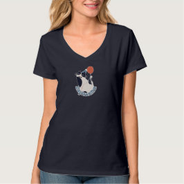 Ficar Pawsitivo Camiseta Feminina com Decote em V 