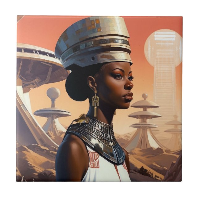 Ficção científica afrofuturista rainha futurística (Frente)