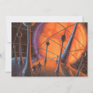 Ficção científica retrô, sol laranja e alienígenas