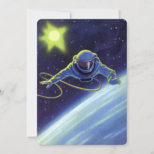 Ficção Científica Vintage Astronauta em uma Caminh