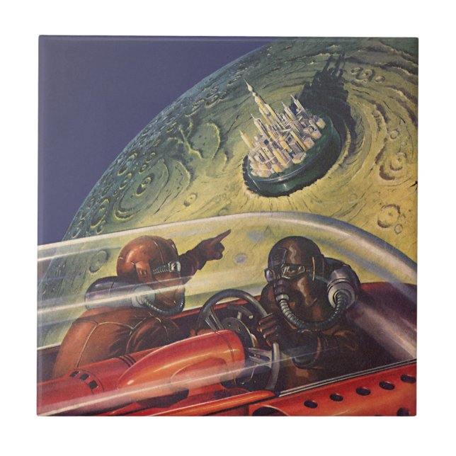 Ficção científica vintage, cidade futurista na lua (Frente)