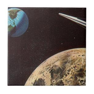 Ficção Científica Vintage, Nave Espacial Sobre a L