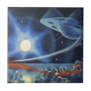 Ficção científica vintage Planeta Azul com espaçon