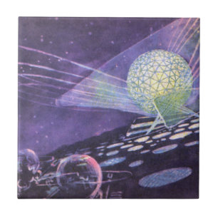 Ficção científica vintage, um orbe brilhante com a
