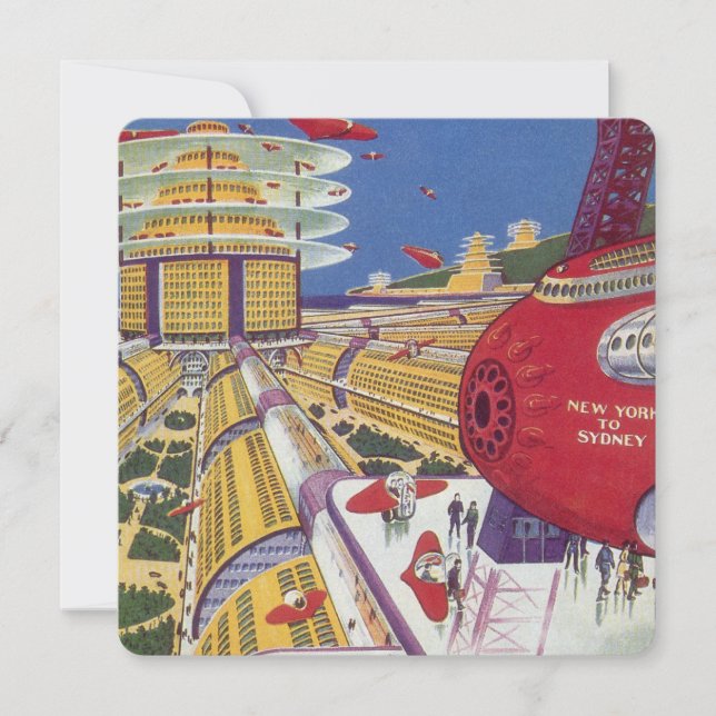 Ficha científica em vintage, Nova Iorque futurísti (Frente)