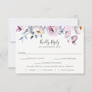 Ficha de escolha de refeição RSVP de Casamento d