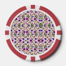 Ficha de pôquer redonda com um padrão floral