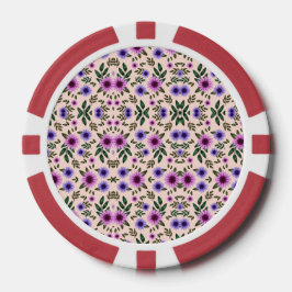 Ficha de pôquer redonda com um padrão floral