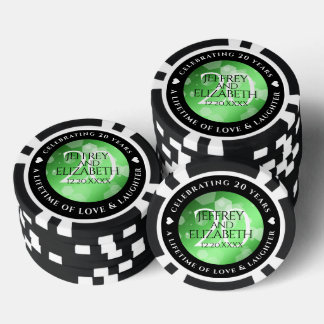 Fichas De Poker Aniversário de Casamento Elegante 20 Emerald