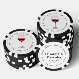 Fichas De Poker Casamento com Voucher de Bebida Vermelha Moderna