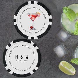 Fichas De Poker Casamento de Voucher de Cosmo Branco Negro Moderno