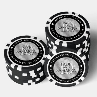 Fichas De Poker Celebração do Aniversário de Casamento de 10 Tin