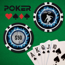 Chip De Poker De Jogo De Skater Elétrico Azul