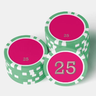 Fichas De Poker Chip poker verde-rosa quente 25 striped