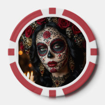 Crimson Rose Calavera – Dia de Finados Elegante