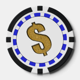 Fichas De Poker Dourada Glitter $ Dólar Sinal Strike Border