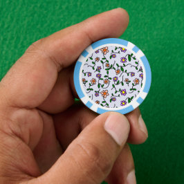 Fichas De Poker Flores Coloridas, Padrão Floral, Verde, Boho