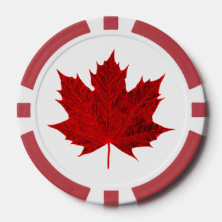 Fichas De Poker Folha vermelha vibrante/CANADA