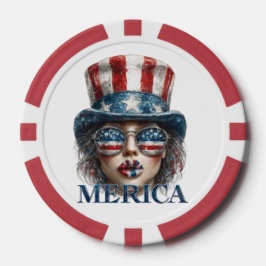 Fichas De Poker Merica Girl, 4 de julho Gelam Girl com estrelas