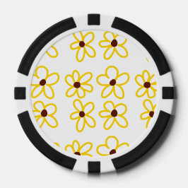 Fichas De Poker Padrão de girassol castanho-amarelo ventre floral 