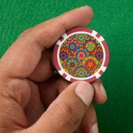 Fichas De Poker Padrão de Mandala Colorida Retroativa Funky