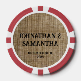 Fichas De Poker Padrão personalizado de burlap natural do casament
