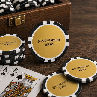 Fichas De Poker Padrinhos Personalizados Elegantes Preto e Dourado