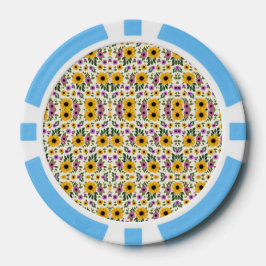 Fichas De Poker Poker chips with a vibrant floral pattern