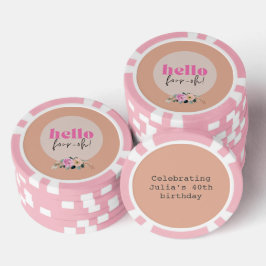 Fichas De Poker Retro floral de Rosa Dusty "Olá, 4-oh!"