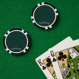 Fichas De Poker Script Verde Esmeralda | Na moda Monograma Moderno
