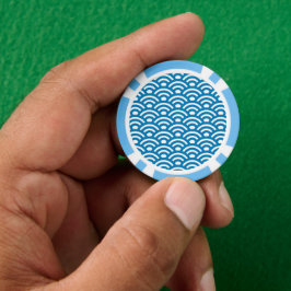 Fichas De Poker Seigaiha, Waves, Japanese, Blue and White