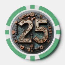 Steampunk $25 Poker Chip: Fortuna Mecânica