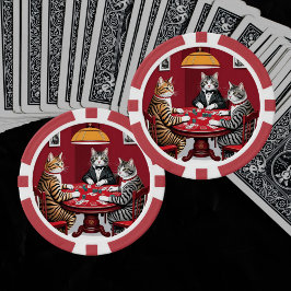 Fichas De Poker Tabby Cats Reproduzindo Poker