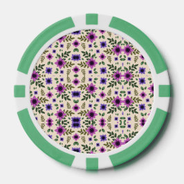 Fichas De Poker Two images of a poker chip with a colorful floral 