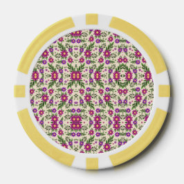 Fichas De Poker Uma placa decorativa redonda com um floral detalha
