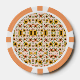 Fichas de pôquer laranja com mandala floral intrin